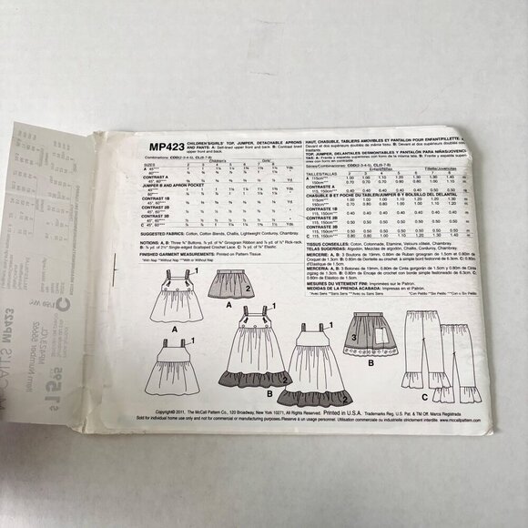 McCalls Girls Apron Dress Sewing Pattern Lot 3 Size 6 7 8 Chelsea Anderssen Pant - Picture 4 of 10